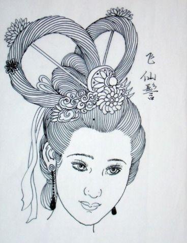 飞仙髻图片,古典美韵，穿越时空的发型艺术