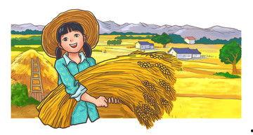 丰收简笔画图片大全,简笔画中的田园诗篇