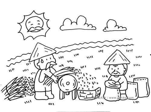 丰收简笔画图片大全,简笔画中的田园诗篇